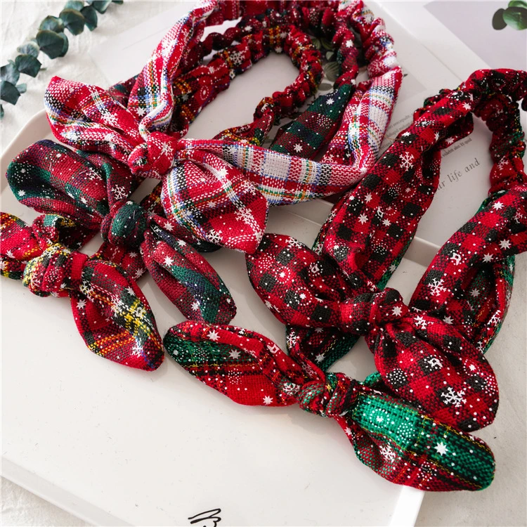 Christmas Headbands Bow Boho Knot Headwrap Retro Elastic Rabbit Ear Cute Stretchy Hair Headbands Accessories for Girls and Women