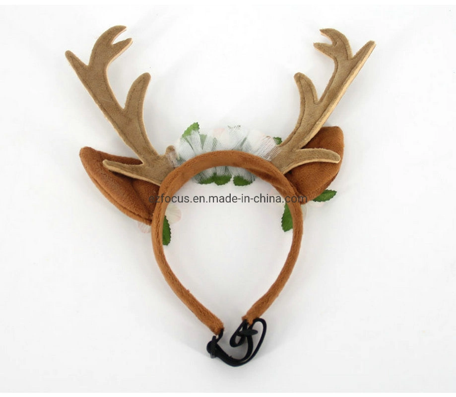 Dog Elk Antler Reindeer Hat Cap Dog Cat Pet Christmas Costume Outfits Small Big Dog Hat Headwear Hair Grooming Accessories Wbb12536