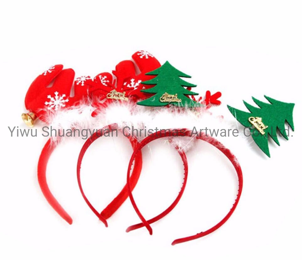 Christmas Headband Santa Xmas Party Decor Double Hair Band Clasp Head Hoop