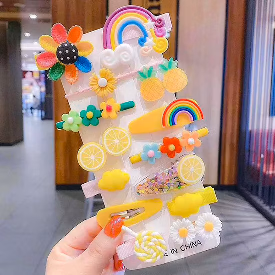 14 Teile/satz Niedlichen Kind Haarspangen Kind Haarklammern Haarspange Zubehör Geschenkset Mädchen Cartoon-Muster Haarspange Set