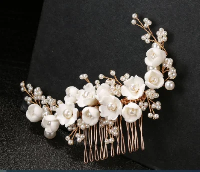 Luxus Braut Hochzeit Perlen Ton Haarkamm Haarspange Kopfschmuck, Braut Vintage Perlen Haarschmuck